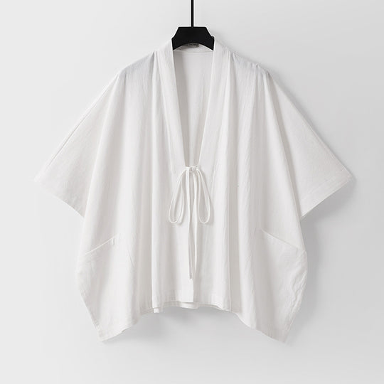 Damen Oversize Kimono-Cardigan mit Bindeband und aufgesetzten Taschen Shop Nory