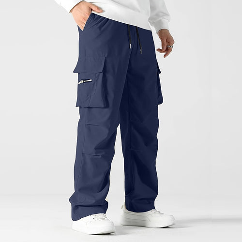 Herren weite Utility-Cargohose mit Tunnelzugbund, Knieabnähern und Multifachtaschen Shop Nory