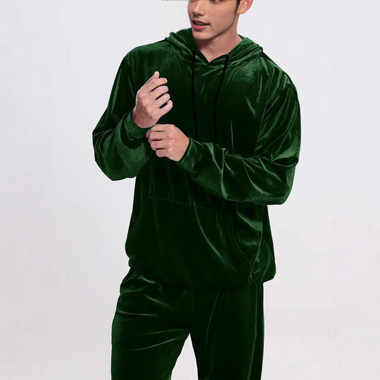 Herren Samt-Trainingsanzug mit Kapuzenpullover und gerader Jogginghose Shop Nory