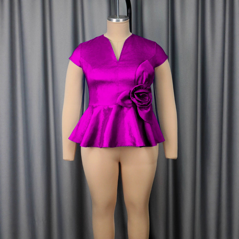 Damen elegantes Peplum-Oberteil mit floralem Detail Shopnory