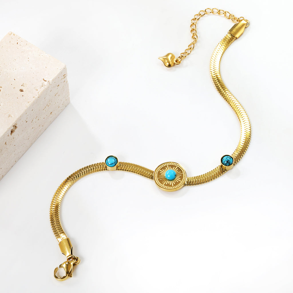 Damen elegante Armbanduhr mit turquoise Akzenten Shop Nory