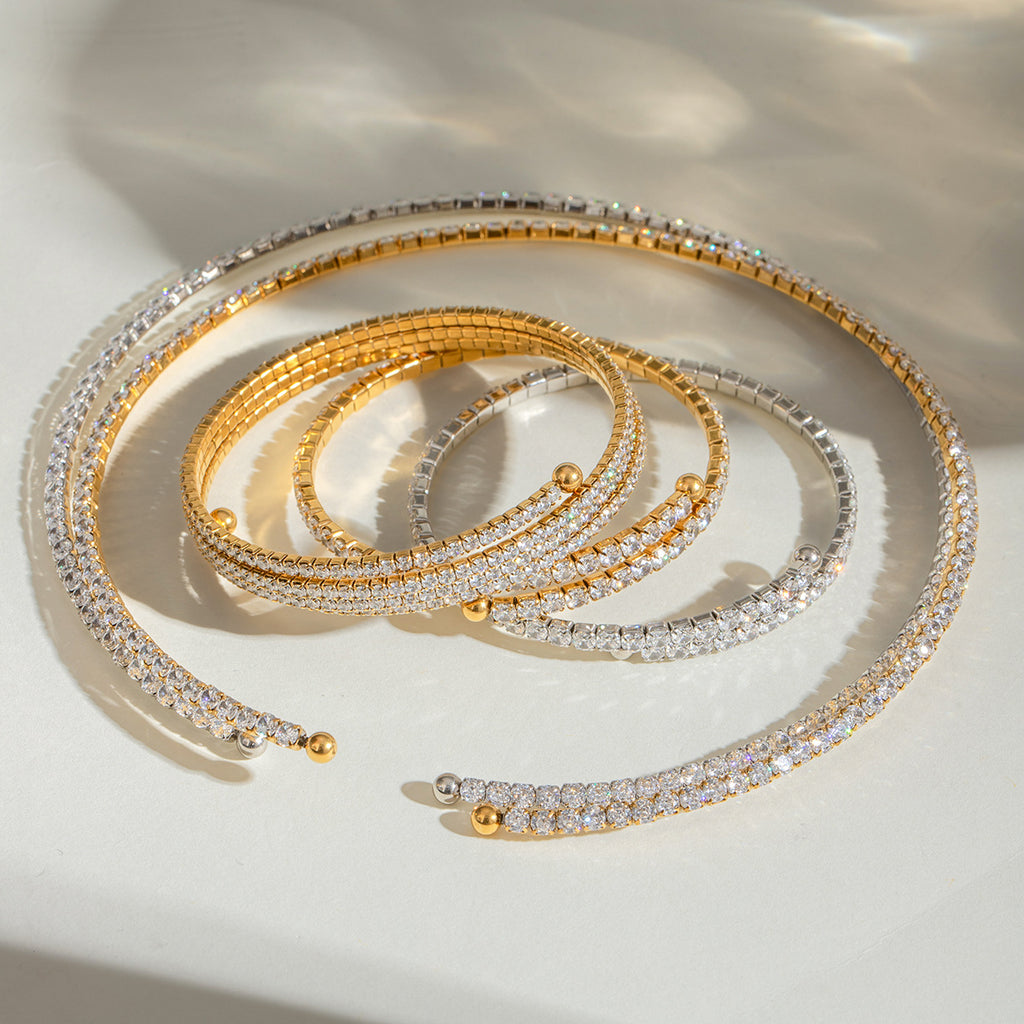 Damen Offenes Armband mit funkelnden Zirkonia-Akzenten Shop Nory