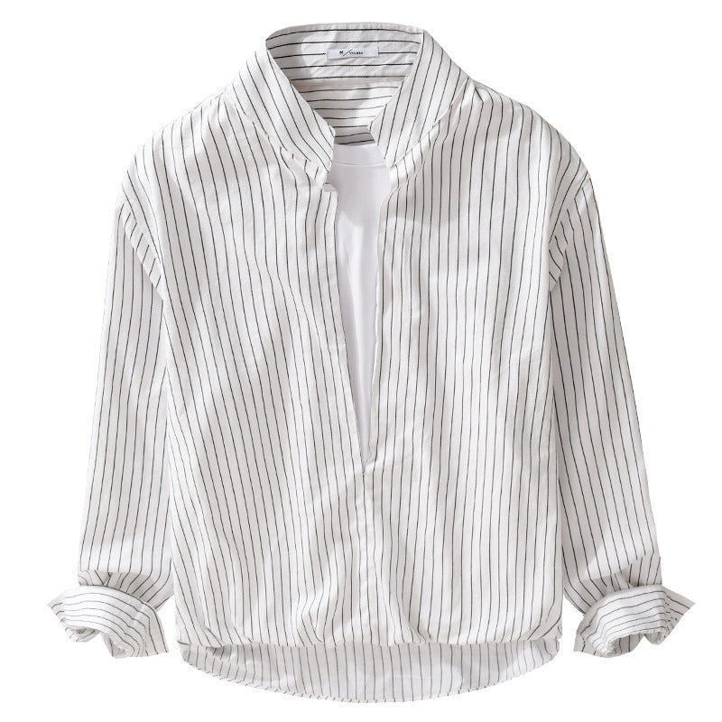 Herren Gestreiftes Oversize-Hemd mit Kentkragen und verdeckter Knopfleiste Shop Nory