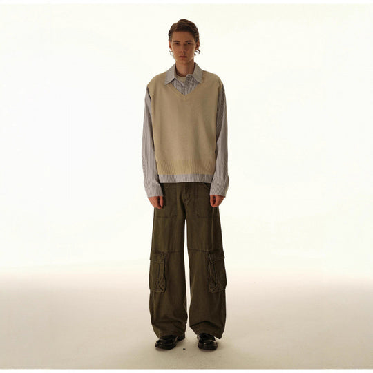 Damen Baggy-Cargo-Hose mit hoher Leibhöhe, großen Klappentaschen und verstärkten Nahtpaneelen Shop Nory