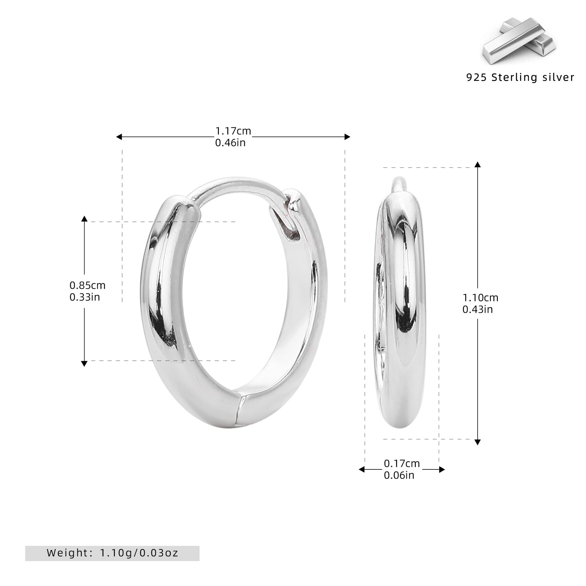 Damen Ohrcreolen mit modernem, minimalistischem Design aus hochwertigem 925 Sterling Silber Shop Nory