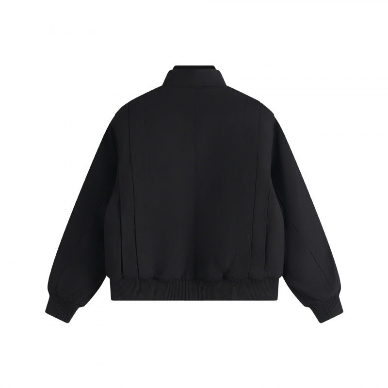 Unisex Boxy-Blousonjacke mit vertikalen Kellerfalten, Stehkragen und Reißverschluss Shop Nory