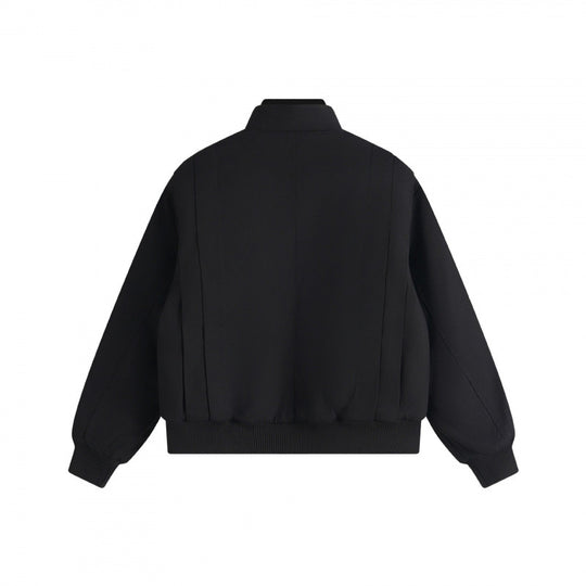 Unisex Boxy-Blousonjacke mit vertikalen Kellerfalten, Stehkragen und Reißverschluss Shop Nory