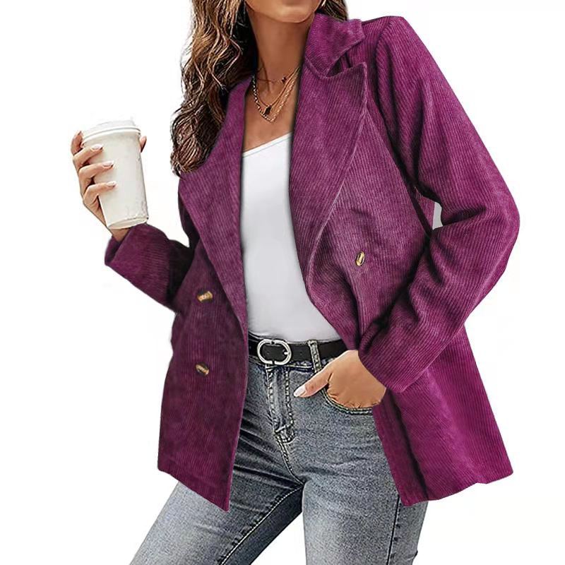 Damen Modernes Cordblazer mit lässigem Schnitt und praktischen Taschen