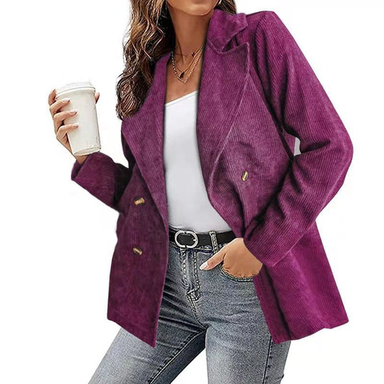 Damen Modernes Cordblazer mit lässigem Schnitt und praktischen Taschen
