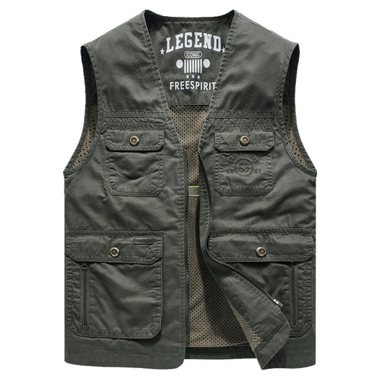 Herren Canvas-Utility-Weste mit Multitaschen und Netzinnenfutter Shop Nory