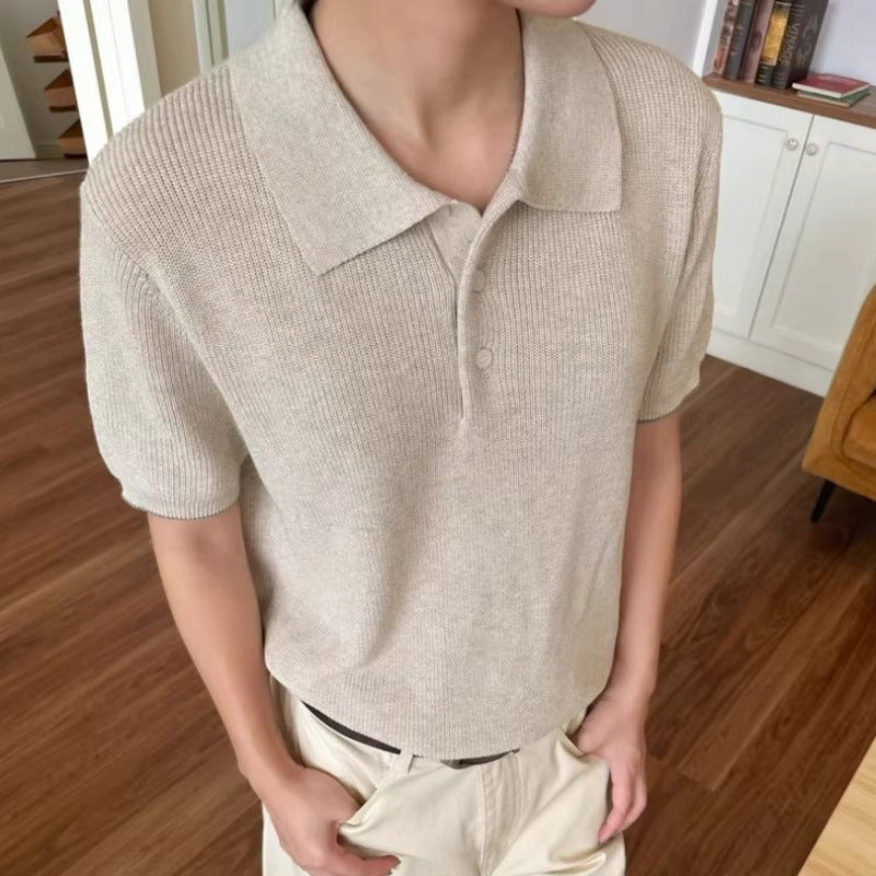 Herren Modisches Kurzarm-Polohemd mit strukturiertem StrickShop Nory