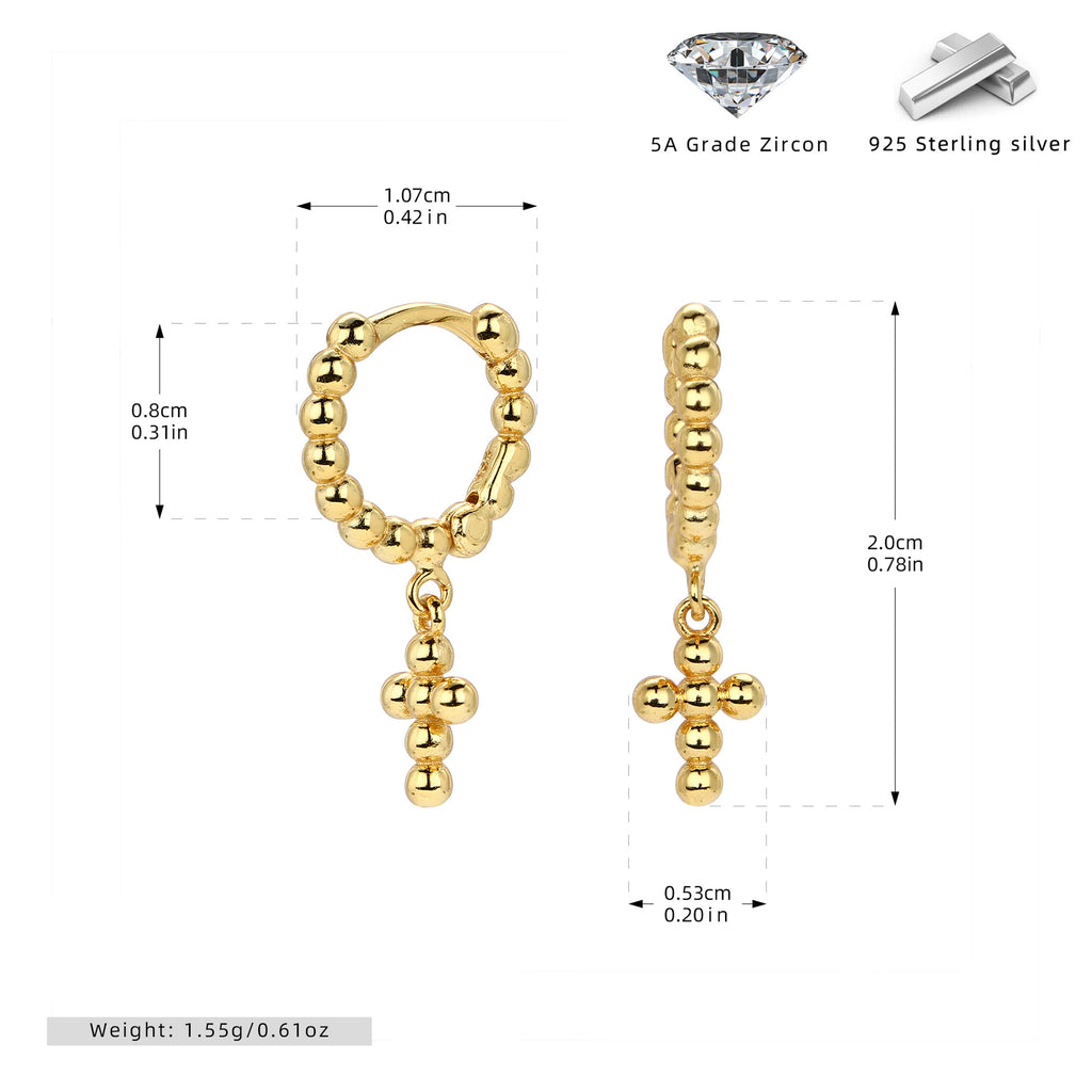Damen Creolen Ohrringe mit Kreuzdesign aus 925 Sterling Silber Shop Nory