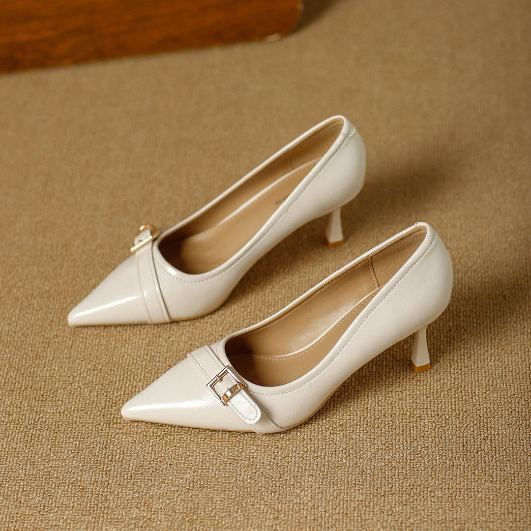 Damen elegante spitze Pumps mit modischem Schnallenakzent