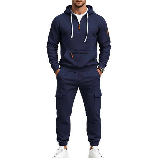 Herren Kapuzen-Sweatset mit Halbzip, Cargo-Jogger und Utility-Taschen Shop Nory