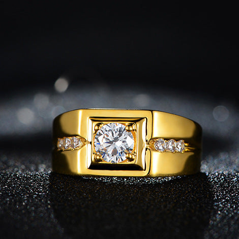 Herren eleganter Ring mit quadratischem Zirkonia und filigranen Akzenten Shop Nory