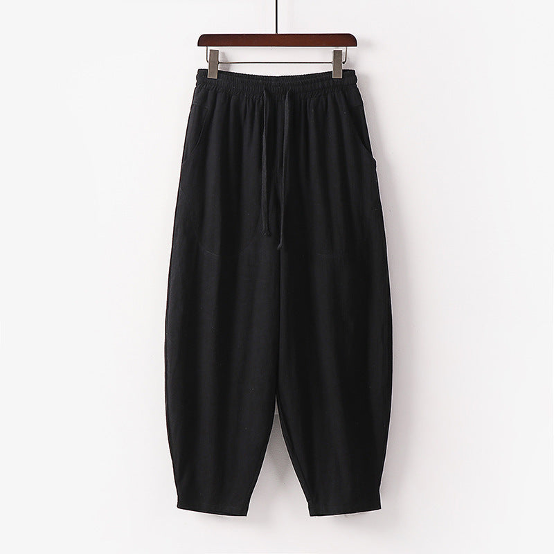 Damen Weiche Leinen-Haremshose mit Gummibund und Kordelzug Shop Nory
