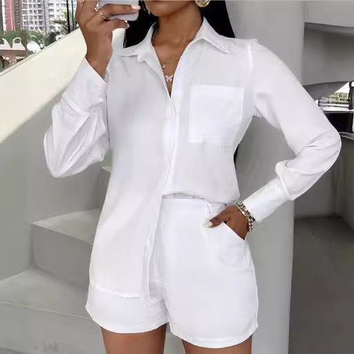 Damen Kurzarmbluse und Shorts Set