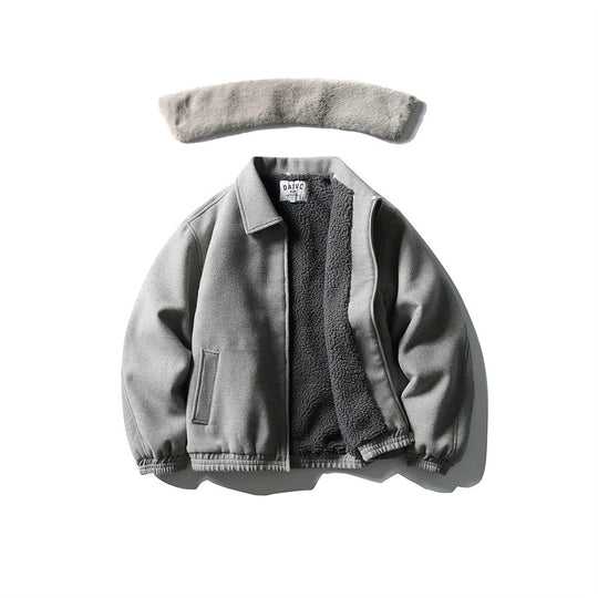 Herren Kurzboxy-Wollmix-Fliegerjacke mit Kunstfellkragen und elastischem Saum Shop Nory