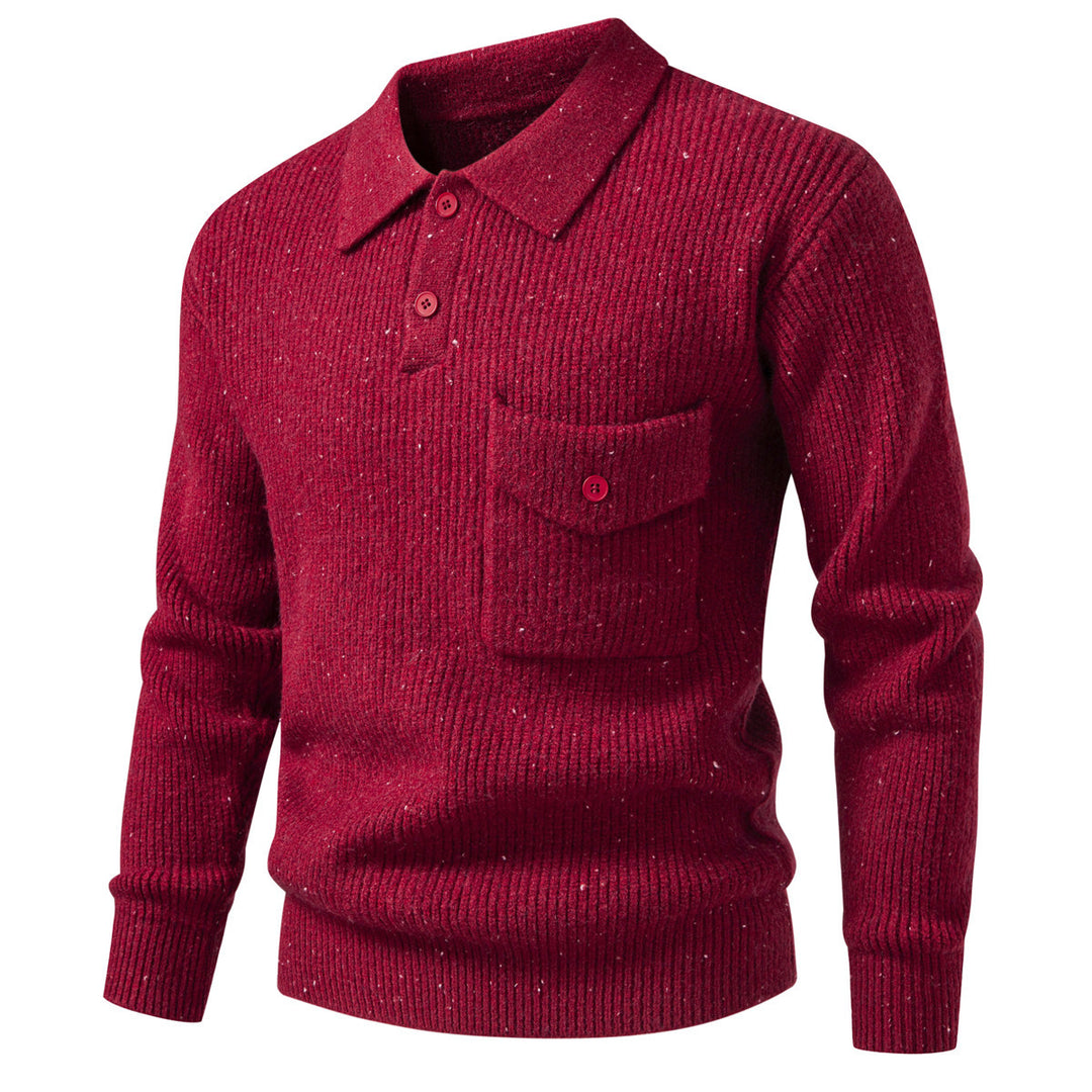 Herren Polokragen-Pullover aus Rippenstrick mit aufgesetzter Brusttasche Shop Nory