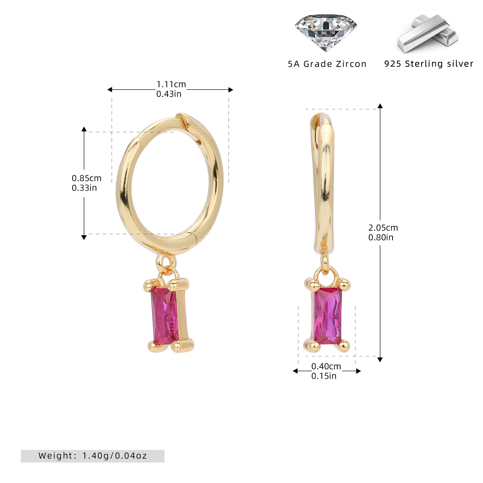 Damen Ohrhänger mit verführerischem Zirkonanhänger aus hochwertigem 925 Sterling Silber Shop Nory