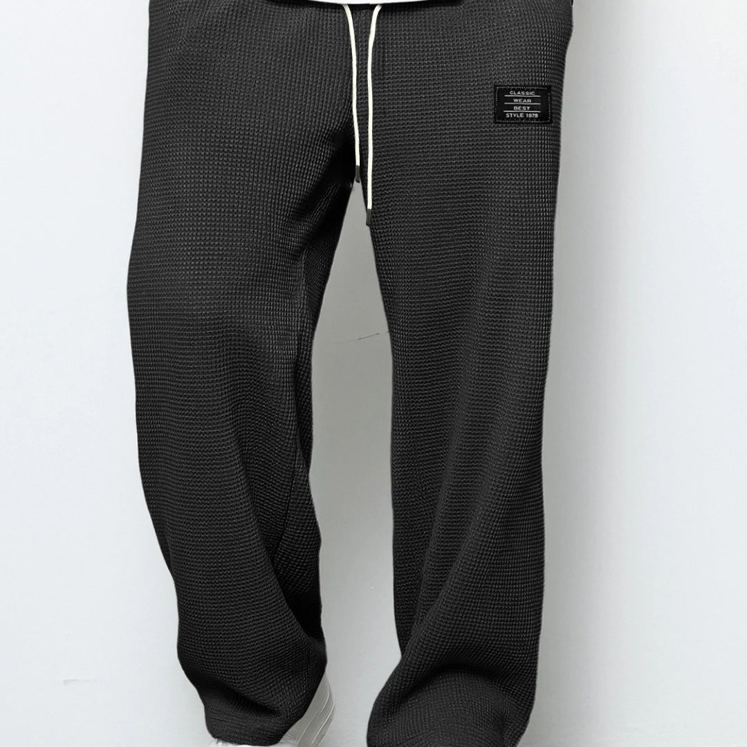 Herren Locker sitzende Waffelstrick-Jogginghose mit Tunnelzug & Eingrifftaschen Shop Nory