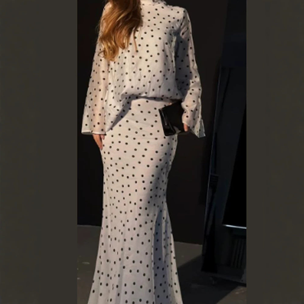 Damen Maxikleid mit taillenbetonter Meerjungfrauen-Silhouette und Tupfenprint Shop Nory