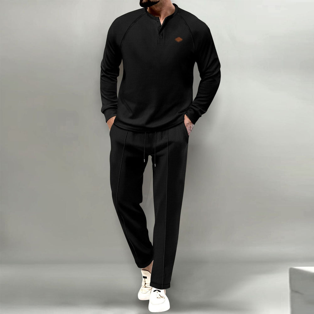 Herren hochwertiger Freizeitanzug mit Knopfleiste und eleganten Taschen