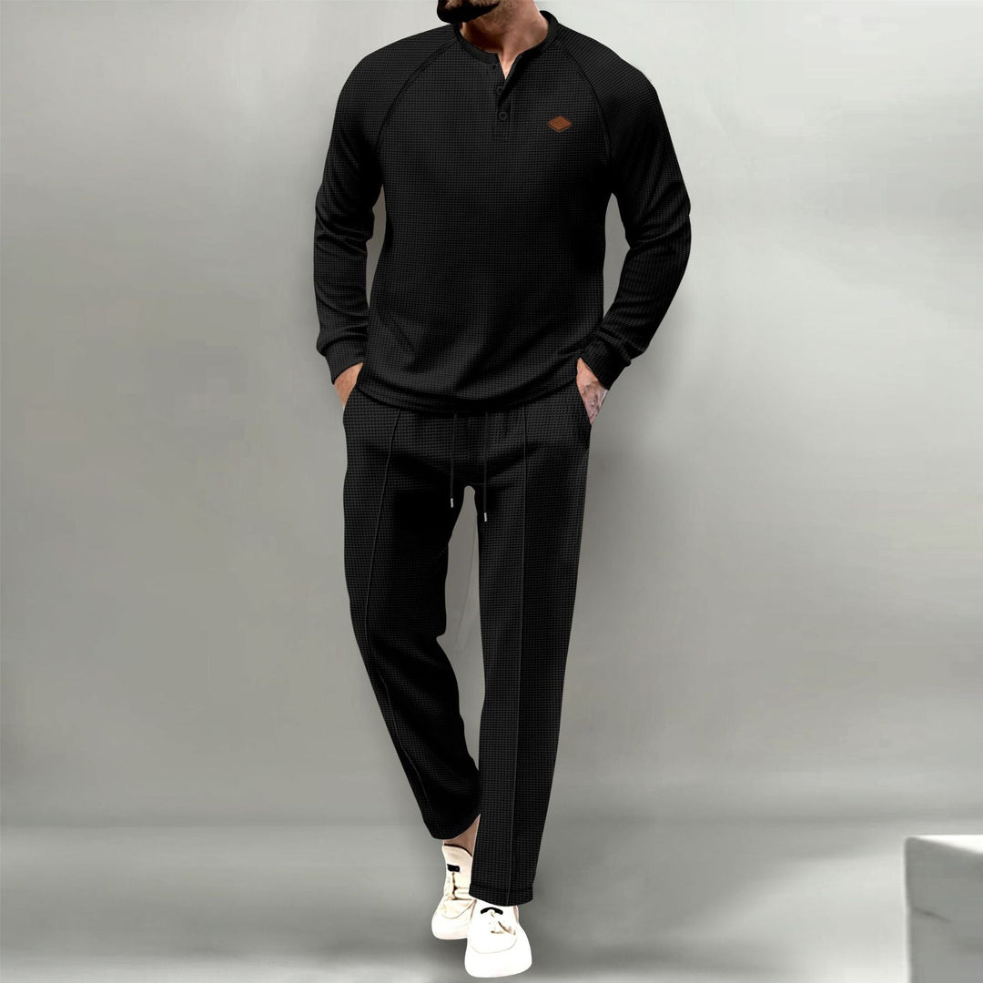 Herren hochwertiger Freizeitanzug mit Knopfleiste und eleganten Taschen
