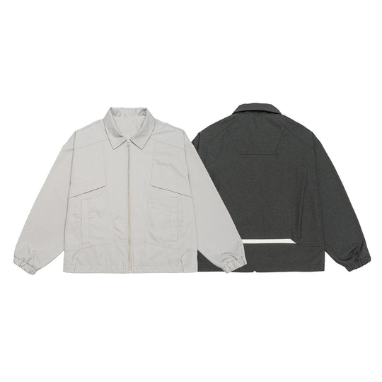 Unisex Kurzblouson im Boxy‑Cut mit Hemdkragen, sichtbarem Metallreißverschluss und Utility‑Pattentaschen Shop Nory