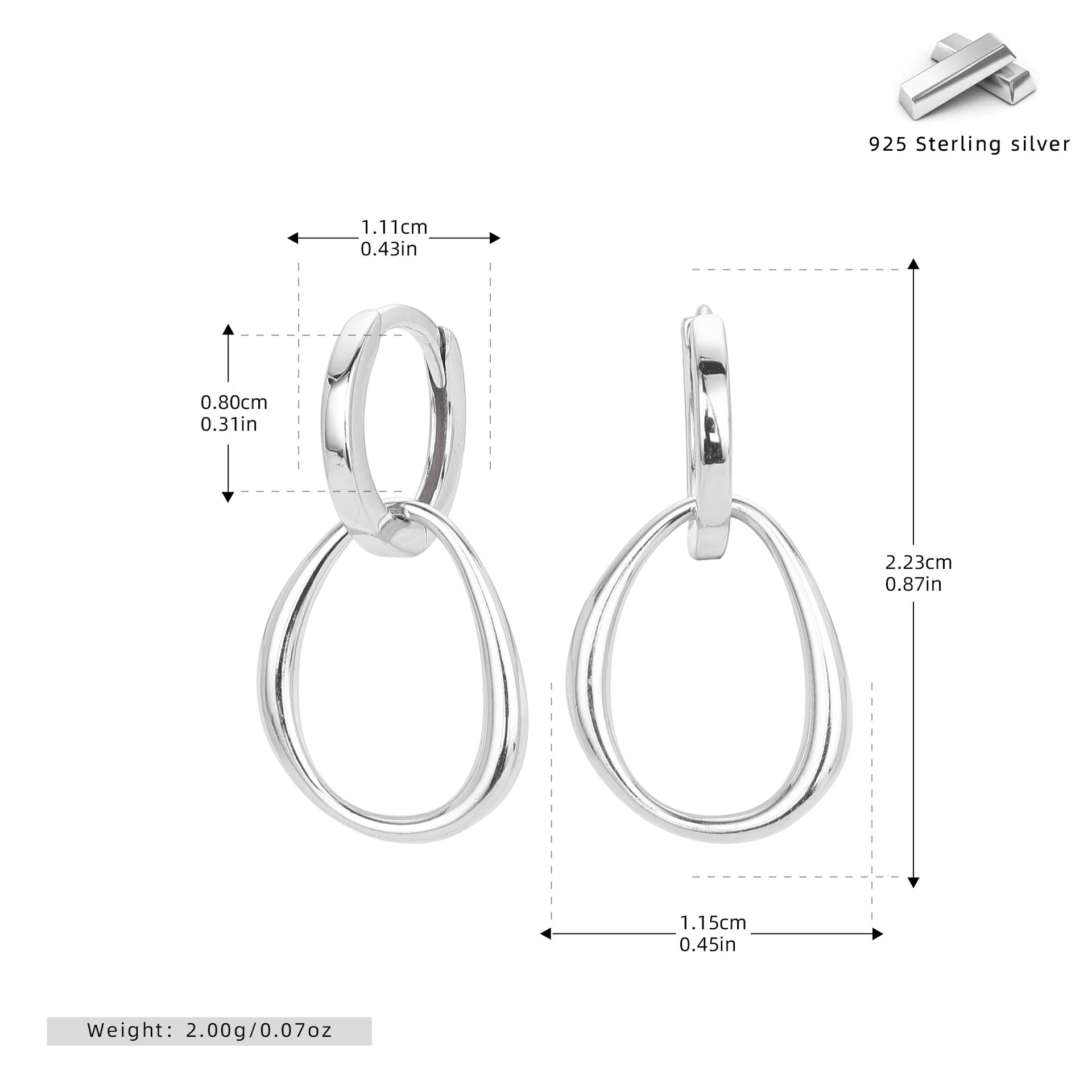 Damen Ohrhänger mit elegantem Tropfen-Design aus 925 Sterling Silber Shop Nory