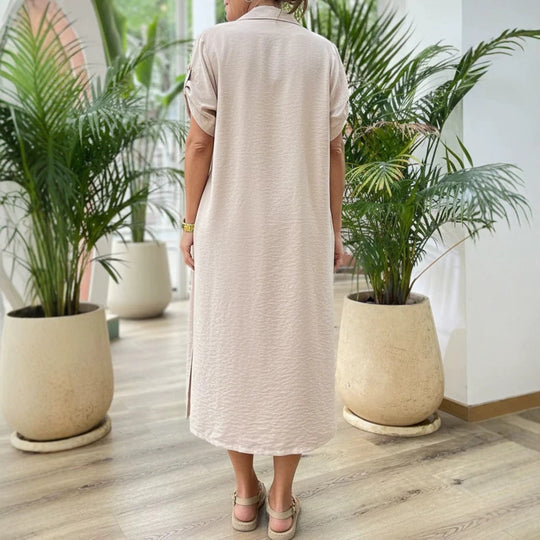 Damen Zweiteiliges Leinenoptik-Set mit langem Duster-Überwurf und elastischer High-Waist-Shorts Shop Nory