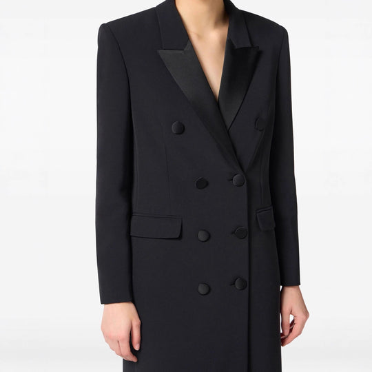 Damen Doppeltreihiger lang geschnittener Wollmantel mit spitzem Revers Shop Nory