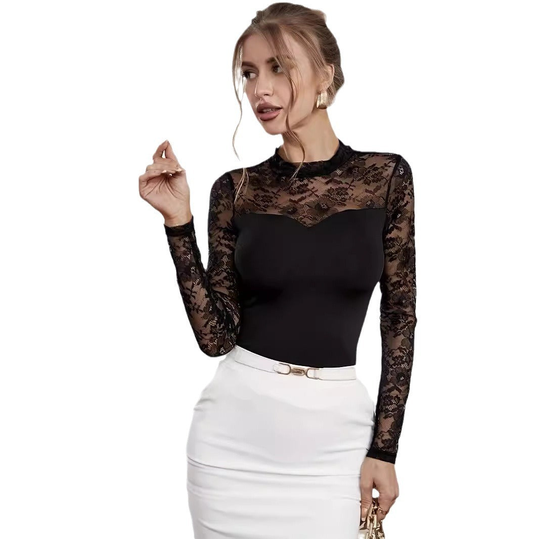 Damen Spitzen Bodysuit mit langärmeligem Design