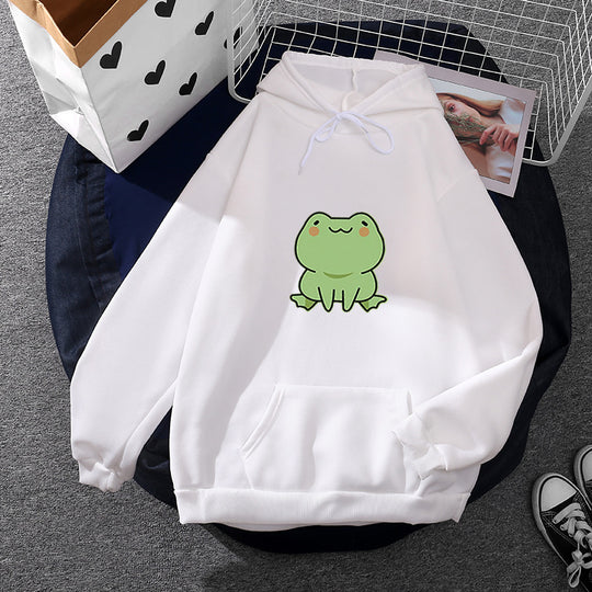 Damen nan Kapuzenpullover mit Mond‑und‑Wal-Illustration, Oversize-Schnitt und Kängurutasche Shop Nory