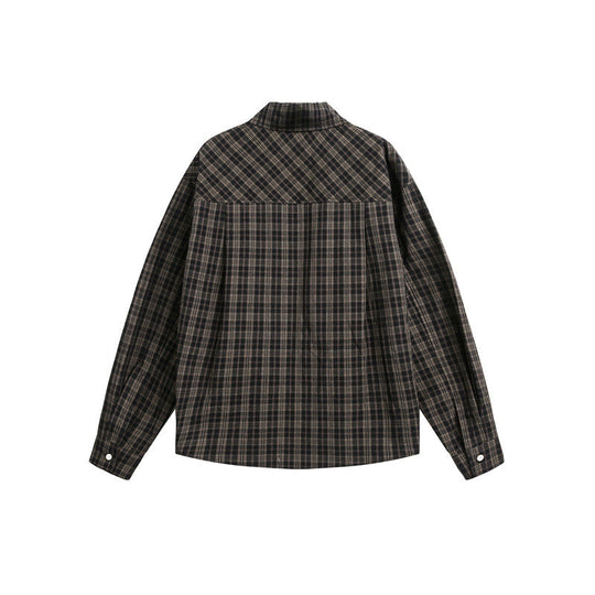 Damen Karierte Oversize-Hemdbluse mit Brusttasche und dekorativem Schriftprint Shop Nory