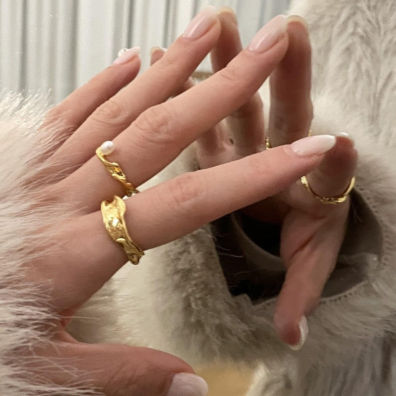 Damen modern gestalteter Ring mit kreativem Wellenmuster Shop Nory