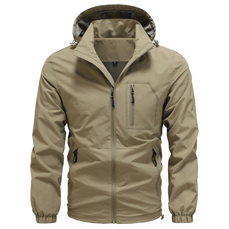 Herren Atmungsaktive ultraleichte Wind- und Regenjacke mit Mesh-Innenfutter und verdeckter Brusttasche Shop Nory