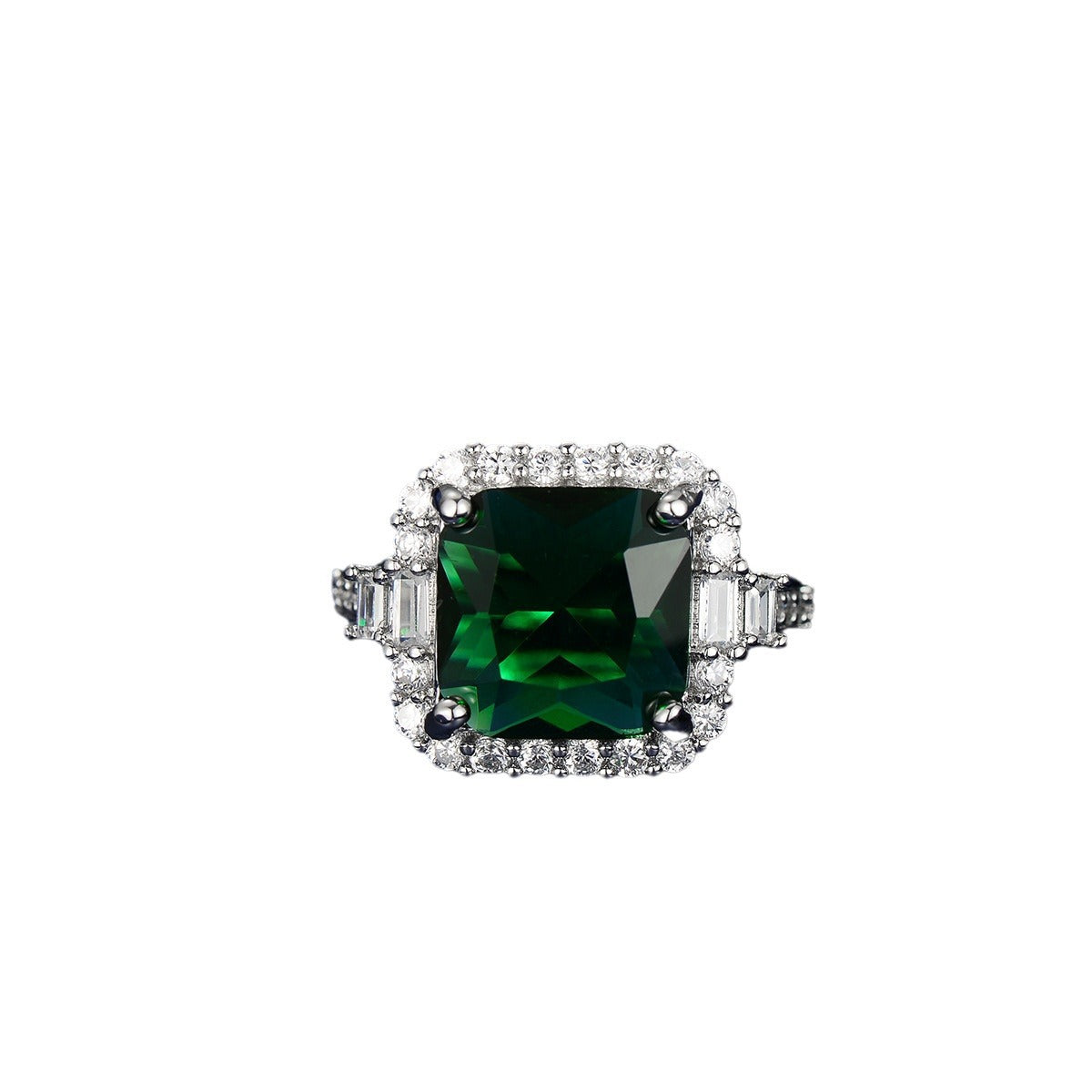 Damen stilvoller Cocktailring mit quadratischem Edelstein und funkelnden Zirkonia Shop Nory