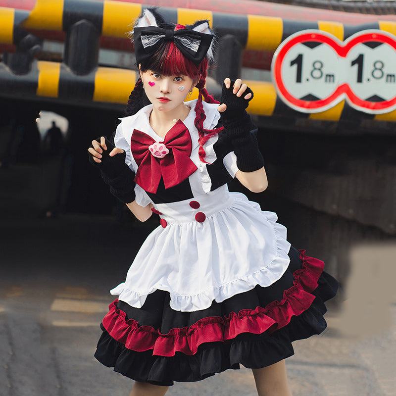 Mädchen Catgirl Kostüm mit Rüschen und Katzenohren Shop Nory