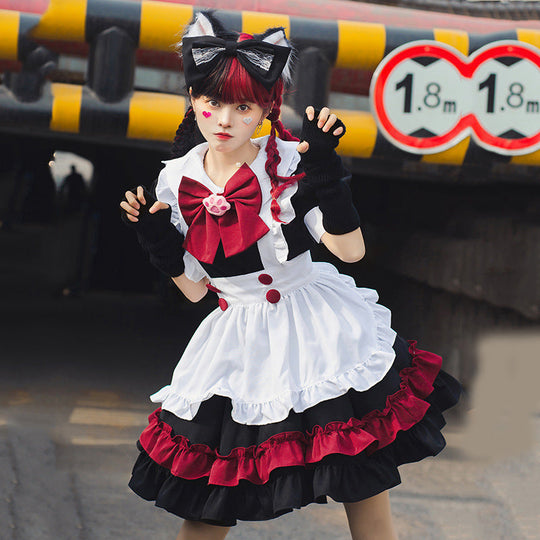 Mädchen Catgirl Kostüm mit Rüschen und Katzenohren Shop Nory