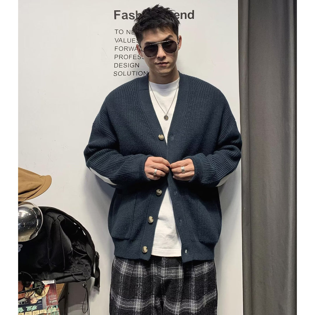 Herren Moderne Strickjacke mit Knopfleiste Shop Nory