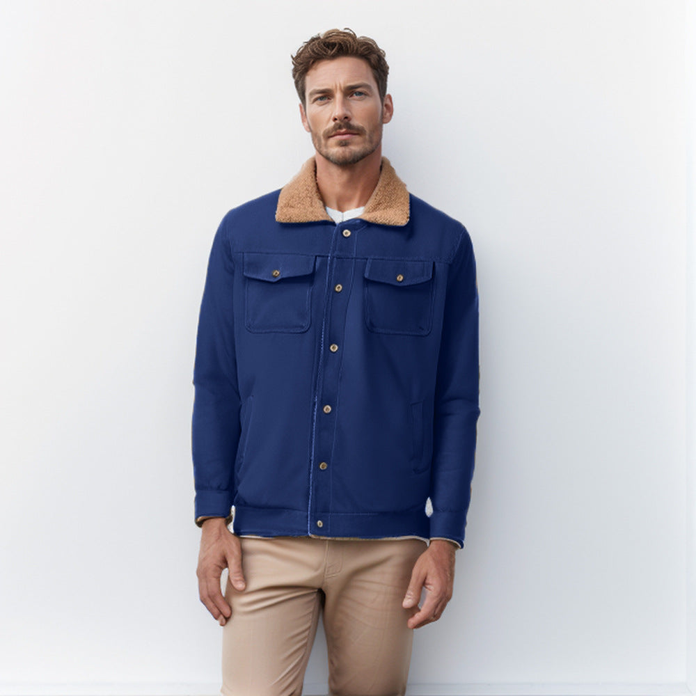 Herren Workwear-Jacke mit Teddykragen und Druckknopfleiste Shop Nory