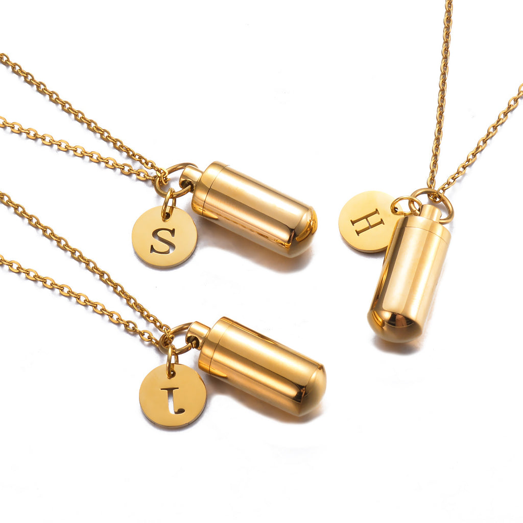 Damen personalisierte Kapsel-Halskette aus Edelstahl Shop Nory