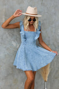Damen Denim-Kleid mit Rüschendetails und Femininer Silhouette Shopnory