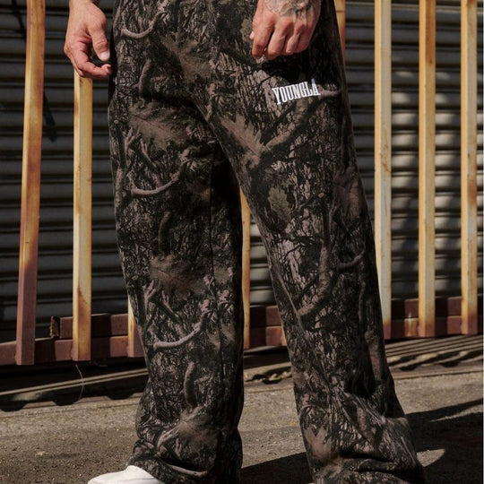 Herren nan weite Camouflage-Jogginghose mit elastischem Komfortbund und Oberschenkel-Logo