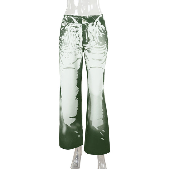 Damen Schlaghose mit hoher Taille, Bleach-Effekt und weitem Bein Shop Nory