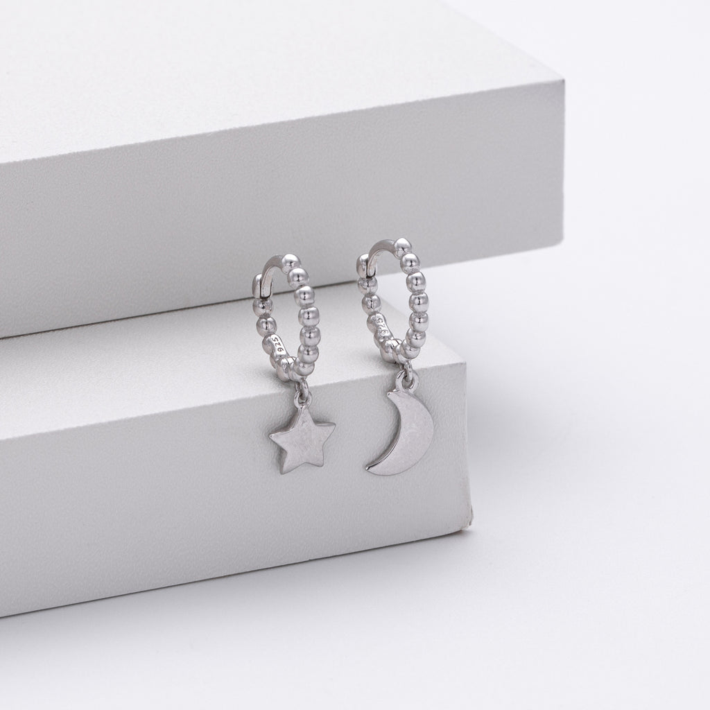 Damen Ohrhänger mit Stern- und Mondanhängern aus hochwertigem 925 Sterling Silber Shop Nory
