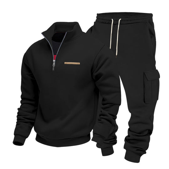 Herren Zip-Pullover- und Cargo-Jogger-Set aus weichem French-Terry Shop Nory