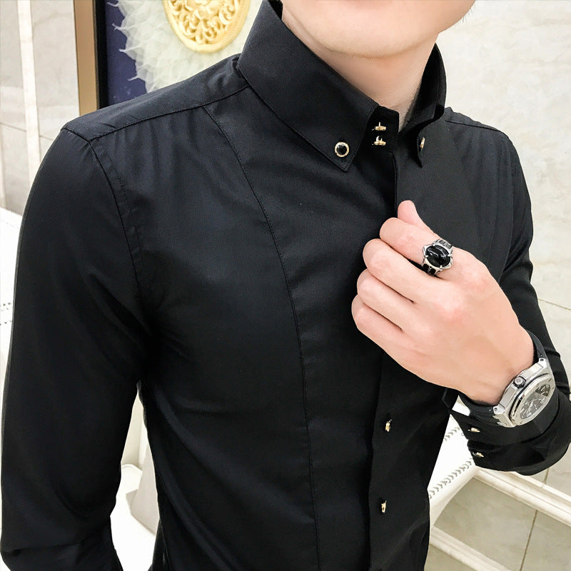 Herren Elegantes Langarmhemd mit feinen Knopfdetails