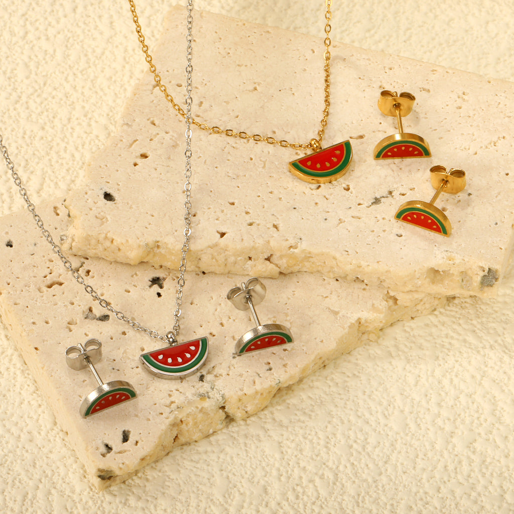 Damen Schmuckset mit Wassermelonen-Anhängermotiv Shop Nory